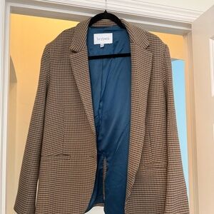 Lucy Paris Houndstooth Blazer in Brown